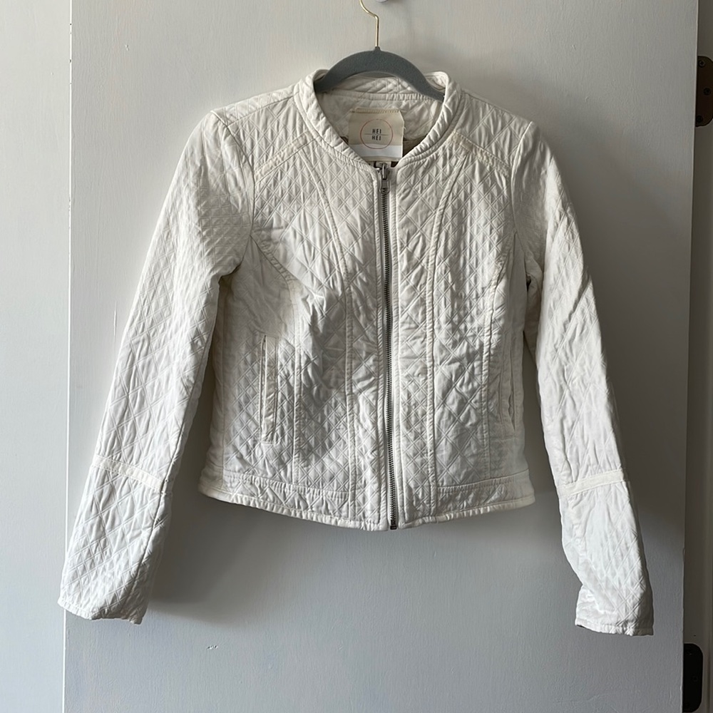 Hei Hei Anthropologie white quilted riding  jacket size xxs